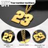 ChainsHouse Men 0-9 Jersey Number Necklace, Custom Necklace Baseball/Basketball/Football with Number, Personalized Number Pendant Stainless Steel Chain Sports Necklaces for Men Women, with Gift Box(01~99 Number Custom-Gold)