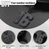 ChainsHouse Men 0-9 Jersey Number Necklace, Custom Necklace Baseball/Basketball/Football with Number, Personalized Number Pendant Stainless Steel Chain Sports Necklaces for Men Women, with Gift Box(01~99 Number & Name Custom-Black)