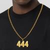 ChainsHouse Men 0-9 Jersey Number Necklace, Custom Necklace Baseball/Basketball/Football with Number, Personalized Number Pendant Stainless Steel Chain Sports Necklaces for Men Women, with Gift Box(001~999 Number & Name Custom-Gold)