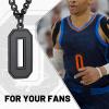 ChainsHouse Men 0-9 Jersey Number Necklace, Custom Necklace Baseball/Basketball/Football with Number, Personalized Number Pendant Stainless Steel Chain Sports Necklaces for Men Women, with Gift Box(Number 0-Black)