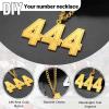 ChainsHouse Men 0-9 Jersey Number Necklace, Custom Necklace Baseball/Basketball/Football with Number, Personalized Number Pendant Stainless Steel Chain Sports Necklaces for Men Women, with Gift Box(001~999 Number & Name Custom-Gold)