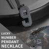 ChainsHouse Men 0-9 Jersey Number Necklace, Custom Necklace Baseball/Basketball/Football with Number, Personalized Number Pendant Stainless Steel Chain Sports Necklaces for Men Women, with Gift Box(Number 7-Black)