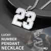 ChainsHouse Men 0-9 Jersey Number Necklace, Custom Necklace Baseball/Basketball/Football with Number, Personalized Number Pendant Stainless Steel Chain Sports Necklaces for Men Women, with Gift Box(01~99 Number Custom-Steel)
