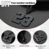 ChainsHouse Men 0-9 Jersey Number Necklace, Custom Necklace Baseball/Basketball/Football with Number, Personalized Number Pendant Stainless Steel Chain Sports Necklaces for Men Women, with Gift Box(01~99 Number Custom-Black)