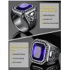 ChainsHouse Mens Black Onyx Rings, Retro X Bone Skull Stainless Steel Signet Rings for Men, Black Onyx Agate Gemstone Rings Jewelry, Offer Custom Service, Size 7-14(G: Steel-Blue Stone-Custom)