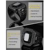 ChainsHouse Mens Black Onyx Rings, Retro X Bone Skull Stainless Steel Signet Rings for Men, Black Onyx Agate Gemstone Rings Jewelry, Offer Custom Service, Size 7-14(F: Black-Black Onyx-Custom)