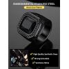 ChainsHouse Mens Black Onyx Rings, Retro X Bone Skull Stainless Steel Signet Rings for Men, Black Onyx Agate Gemstone Rings Jewelry, Offer Custom Service, Size 7-14(A: Skull Square-Black)