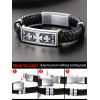 ChainsHouse Mens Wrap Braided Leather Black Bead Bracelets Bangles, Vintage Star of David/Wing Skull/Templar Cross Genuine Leather Bracelet, Customize Available, Size 7.5/8.3/9.0 Inch, Send Gift Box(B: Templar Cross-Steel-Custom)