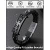 ChainsHouse Mens Wrap Braided Leather Black Bead Bracelets Bangles, Vintage Star of David/Wing Skull/Templar Cross Genuine Leather Bracelet, Customize Available, Size 7.5/8.3/9.0 Inch, Send Gift Box(A: Templar Cross-Black)