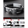 ChainsHouse Mens Wrap Braided Leather Black Bead Bracelets Bangles, Vintage Star of David/Wing Skull/Templar Cross Genuine Leather Bracelet, Customize Available, Size 7.5/8.3/9.0 Inch, Send Gift Box(A: Wing Skull-Steel)