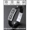 ChainsHouse Mens Wrap Braided Leather Black Bead Bracelets Bangles, Vintage Star of David/Wing Skull/Templar Cross Genuine Leather Bracelet, Customize Available, Size 7.5/8.3/9.0 Inch, Send Gift Box(B: Star of David-Steel-Custom)
