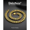 ChainsHouse Miami Cuban Chain Necklace for Men Women, 3mm/6mm/9mm/12mm Width, 316L Stainless Steel/14K Gold/Black Plated, Hypoallergenic Mens Hip Hop Chain, 14″/18″/20″/22″/24″/26″/28″/30″(G: 12mm-gold)