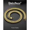 ChainsHouse Miami Cuban Link Chain Necklace for Men, 4.8mm/6mm/10mm/14mm Width, 14K Gold Plated/Stainless Steel/Black Mens Chunky Hip Hop Necklace Curb Chains, 14″-30″ Length, Come Gift Box(F: gold-14mm)