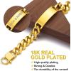 ChainsHouse Personalized ID Bracelet for Men Women Stainless Steel Cuban Curb Link Chain Custom Engrave Bar Bracelet Bangle, 7mm Width, 19-21CM, Send Gift Box(C: Gold-15MM)