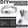 ChainsHouse Personalized ID Bracelet for Men Women Stainless Steel Cuban Curb Link Chain Custom Engrave Bar Bracelet Bangle, 7mm Width, 19-21CM, Send Gift Box(A: Stainless-Photo)
