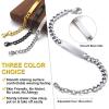 ChainsHouse Personalized ID Bracelet for Men Women Stainless Steel Cuban Curb Link Chain Custom Engrave Bar Bracelet Bangle, 7mm Width, 19-21CM, Send Gift Box(A: Stainless-7MM)