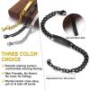 ChainsHouse Personalized ID Bracelet for Men Women Stainless Steel Cuban Curb Link Chain Custom Engrave Bar Bracelet Bangle, 7mm Width, 19-21CM, Send Gift Box(B: Black-7MM)