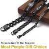 ChainsHouse Personalized ID Bracelet for Men Women Stainless Steel Cuban Curb Link Chain Custom Engrave Bar Bracelet Bangle, 7mm Width, 19-21CM, Send Gift Box(B: Black-15MM)