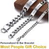 ChainsHouse Personalized ID Bracelet for Men Women Stainless Steel Cuban Curb Link Chain Custom Engrave Bar Bracelet Bangle, 7mm Width, 19-21CM, Send Gift Box(A: Stainless-15MM)