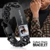 ChainsHouse Personalized ID Bracelet for Men Women Stainless Steel Cuban Curb Link Chain Custom Engrave Bar Bracelet Bangle, 7mm Width, 19-21CM, Send Gift Box(B: Black-15MM-Photo)