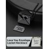 ChainsHouse Personalized Locket Necklace, Custom Envelope Necklaces with Photo Message Engraved for Women, Stainless Steel/Black/Gold/Rose Gold Plated Memorial Gift for Wife (with Gift Box)(B – Love You Envelope-Black)