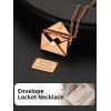 ChainsHouse Personalized Locket Necklace, Custom Envelope Necklaces with Photo Message Engraved for Women, Stainless Steel/Black/Gold/Rose Gold Plated Memorial Gift for Wife (with Gift Box)(C – Engraved Locket-Rose Gold)