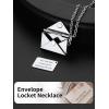 ChainsHouse Personalized Locket Necklace, Custom Envelope Necklaces with Photo Message Engraved for Women, Stainless Steel/Black/Gold/Rose Gold Plated Memorial Gift for Wife (with Gift Box)(C – Engraved Locket-Silver)