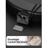 ChainsHouse Personalized Locket Necklace, Custom Envelope Necklaces with Photo Message Engraved for Women, Stainless Steel/Black/Gold/Rose Gold Plated Memorial Gift for Wife (with Gift Box)(C – Engraved Locket-Black)
