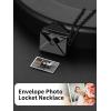 ChainsHouse Personalized Locket Necklace, Custom Envelope Necklaces with Photo Message Engraved for Women, Stainless Steel/Black/Gold/Rose Gold Plated Memorial Gift for Wife (with Gift Box)(A – Engraved & Photo Locket-Black)