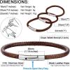 ChainsHouse Personalized Mens Leather Wrist Cuff Bracelets with Custom Beads, Waterproof Wax Rope Braided Cord Bracelet Engraved with Names for Men Women, 7-8.7 inch Length, Send Gift Box(A: Brown)