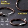 ChainsHouse Personalized Mens Leather Wrist Cuff Bracelets with Custom Beads, Waterproof Wax Rope Braided Cord Bracelet Engraved with Names for Men Women, 7-8.7 inch Length, Send Gift Box(A: Brown)