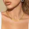 ChainsHouse Personalized Name Necklace Custom Engraved Nameplate for Men/Women, 18″+5cm Adjustable Cuban Chain, Stainless Steel/Gold/Black Plated Dainty Jewelry Gift for Birthday/Anniversary(B: Cuban Chain-Gold)