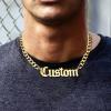 ChainsHouse Personalized Name Necklace Custom Engraved Nameplate for Men/Women, 18″+5cm Adjustable Cuban Chain, Stainless Steel/Gold/Black Plated Dainty Jewelry Gift for Birthday/Anniversary(B: Cuban Chain-Gold)