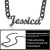 ChainsHouse Personalized Name Necklace Custom Engraved Nameplate for Men/Women, 18″+5cm Adjustable Cuban Chain, Stainless Steel/Gold/Black Plated Dainty Jewelry Gift for Birthday/Anniversary(C: Cuban Chain-Black)