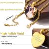ChainsHouse Personalized Photo Necklace Men Women, Stainless Steel/18K Gold Plated Chain, Custom Picture Image Engrave Text Rectangular/Heart/Oval/Dogtag Pendant DIY Memorial Jewelry,Send Gift Box(B: Heart-Gold)
