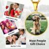 ChainsHouse Personalized Photo Necklace Men Women, Stainless Steel/18K Gold Plated Chain, Custom Picture Image Engrave Text Rectangular/Heart/Oval/Dogtag Pendant DIY Memorial Jewelry,Send Gift Box(L: Round Shape – Photo&Text-Gold)
