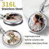 ChainsHouse Personalized Photo Necklace Men Women, Stainless Steel/18K Gold Plated Chain, Custom Picture Image Engrave Text Rectangular/Heart/Oval/Dogtag Pendant DIY Memorial Jewelry,Send Gift Box(P: Round – 2 sided Photos-Steel)