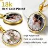 ChainsHouse Personalized Photo Necklace Men Women, Stainless Steel/18K Gold Plated Chain, Custom Picture Image Engrave Text Rectangular/Heart/Oval/Dogtag Pendant DIY Memorial Jewelry,Send Gift Box(P: Round – 2 sided Photos-Gold)