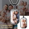ChainsHouse Personalized Photo Necklace Men Women, Stainless Steel/18K Gold Plated Chain, Custom Picture Image Engrave Text Rectangular/Heart/Oval/Dogtag Pendant DIY Memorial Jewelry,Send Gift Box(R: Octagon Tag – 2 sided Photos-Black)