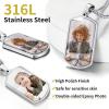 ChainsHouse Personalized Photo Necklace Men Women, Stainless Steel/18K Gold Plated Chain, Custom Picture Image Engrave Text Rectangular/Heart/Oval/Dogtag Pendant DIY Memorial Jewelry,Send Gift Box(Q: Military Tag – 2 sided Photos-Steel)