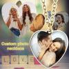 ChainsHouse Personalized Photo Necklace Men Women, Stainless Steel/18K Gold Plated Chain, Custom Picture Image Engrave Text Rectangular/Heart/Oval/Dogtag Pendant DIY Memorial Jewelry,Send Gift Box(A: Heart Tag-Gold)