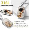 ChainsHouse Personalized Photo Necklace Men Women, Stainless Steel/18K Gold Plated Chain, Custom Picture Image Engrave Text Rectangular/Heart/Oval/Dogtag Pendant DIY Memorial Jewelry,Send Gift Box(R: Octagon Tag – 2 sided Photos-Steel)