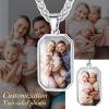 ChainsHouse Personalized Photo Necklace Men Women, Stainless Steel/18K Gold Plated Chain, Custom Picture Image Engrave Text Rectangular/Heart/Oval/Dogtag Pendant DIY Memorial Jewelry,Send Gift Box(R: Octagon Tag – 2 sided Photos-Steel)