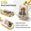 ChainsHouse Personalized Photo Necklace Men Women, Stainless Steel/18K Gold Plated Chain, Custom Picture Image Engrave Text Rectangular/Heart/Oval/Dogtag Pendant DIY Memorial Jewelry,Send Gift Box(Q: Military Tag – 2 sided Photos-Gold)
