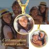 ChainsHouse Personalized Photo Necklace Men Women, Stainless Steel/18K Gold Plated Chain, Custom Picture Image Engrave Text Rectangular/Heart/Oval/Dogtag Pendant DIY Memorial Jewelry,Send Gift Box(P: Round – 2 sided Photos-Gold)