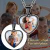 ChainsHouse Personalized Photo Necklace Men Women, Stainless Steel/18K Gold Plated Chain, Custom Picture Image Engrave Text Rectangular/Heart/Oval/Dogtag Pendant DIY Memorial Jewelry,Send Gift Box(O: Heart – 2 sided Photos-Black)