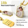 ChainsHouse Personalized Photo Necklace Men Women, Stainless Steel/18K Gold Plated Chain, Custom Picture Image Engrave Text Rectangular/Heart/Oval/Dogtag Pendant DIY Memorial Jewelry,Send Gift Box(M: Military Tag – Photo&Text-Gold)