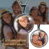 ChainsHouse Personalized Photo Necklace Men Women, Stainless Steel/18K Gold Plated Chain, Custom Picture Image Engrave Text Rectangular/Heart/Oval/Dogtag Pendant DIY Memorial Jewelry,Send Gift Box(P: Round – 2 sided Photos-Black)