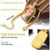 ChainsHouse Personalized Photo Necklace Men Women, Stainless Steel/18K Gold Plated Chain, Custom Picture Image Engrave Text Rectangular/Heart/Oval/Dogtag Pendant DIY Memorial Jewelry,Send Gift Box(F: Rectangle-Gold)