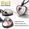 ChainsHouse Personalized Photo Necklace Men Women, Stainless Steel/18K Gold Plated Chain, Custom Picture Image Engrave Text Rectangular/Heart/Oval/Dogtag Pendant DIY Memorial Jewelry,Send Gift Box(O: Heart – 2 sided Photos-Black)